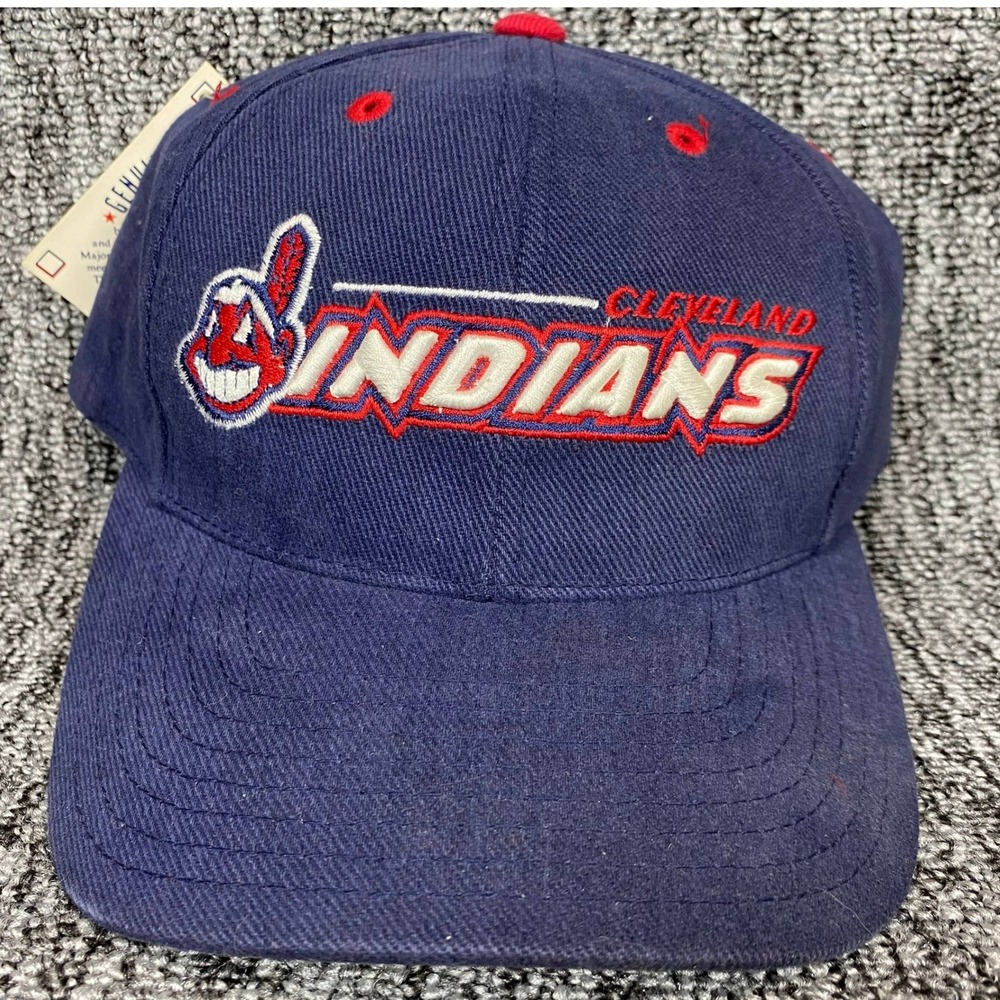 Vintage Cleveland Indians Hat Logo 7 Snapback Cap Chief Wahoo Navy Blue‎ MLB New